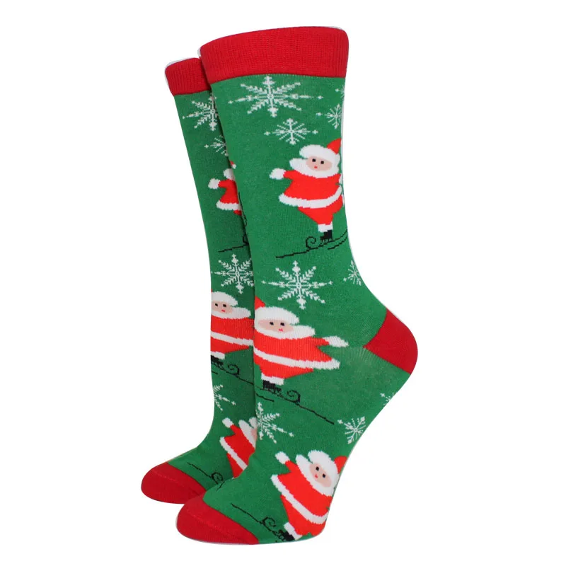 4 Paar Winter-Damen-Weihnachtssocken, Weihnachtsmann, Weihnachten, lange Herrensocken, Elch-Gezeitensocken, frohes neues Jahr, Geschenk, lustige Socken, Größe 36–44