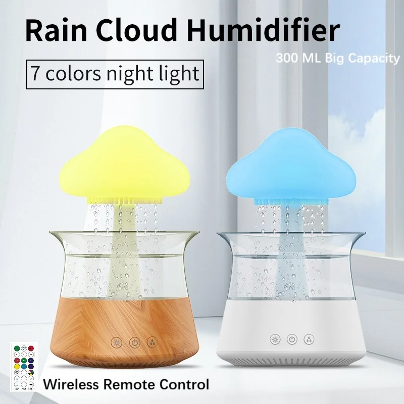 

300 мл электрический увлажнитель воздуха с дождевым облаком, аромадиффузор, капли дождевой воды, красочный свет, ультразвуковой увлажнитель для дома, подарки