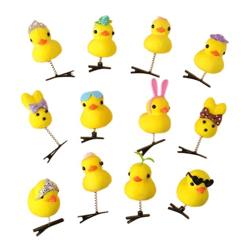 Birthday Party Hair Clip Kids Cartoon Yellow Duck Hairpin Child Side Clip 12PCS image 2