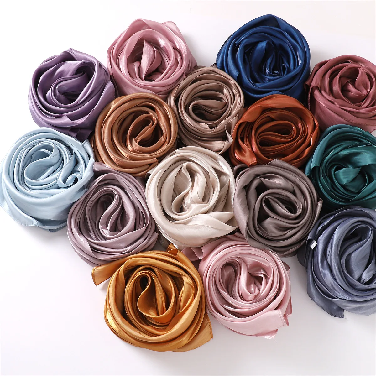 New Summer Shiny Satin Women Scarf Girls Solid Color Sunscreen Scarves Soft Foulard Shawl Casual Autumn Female Wrap Shawls