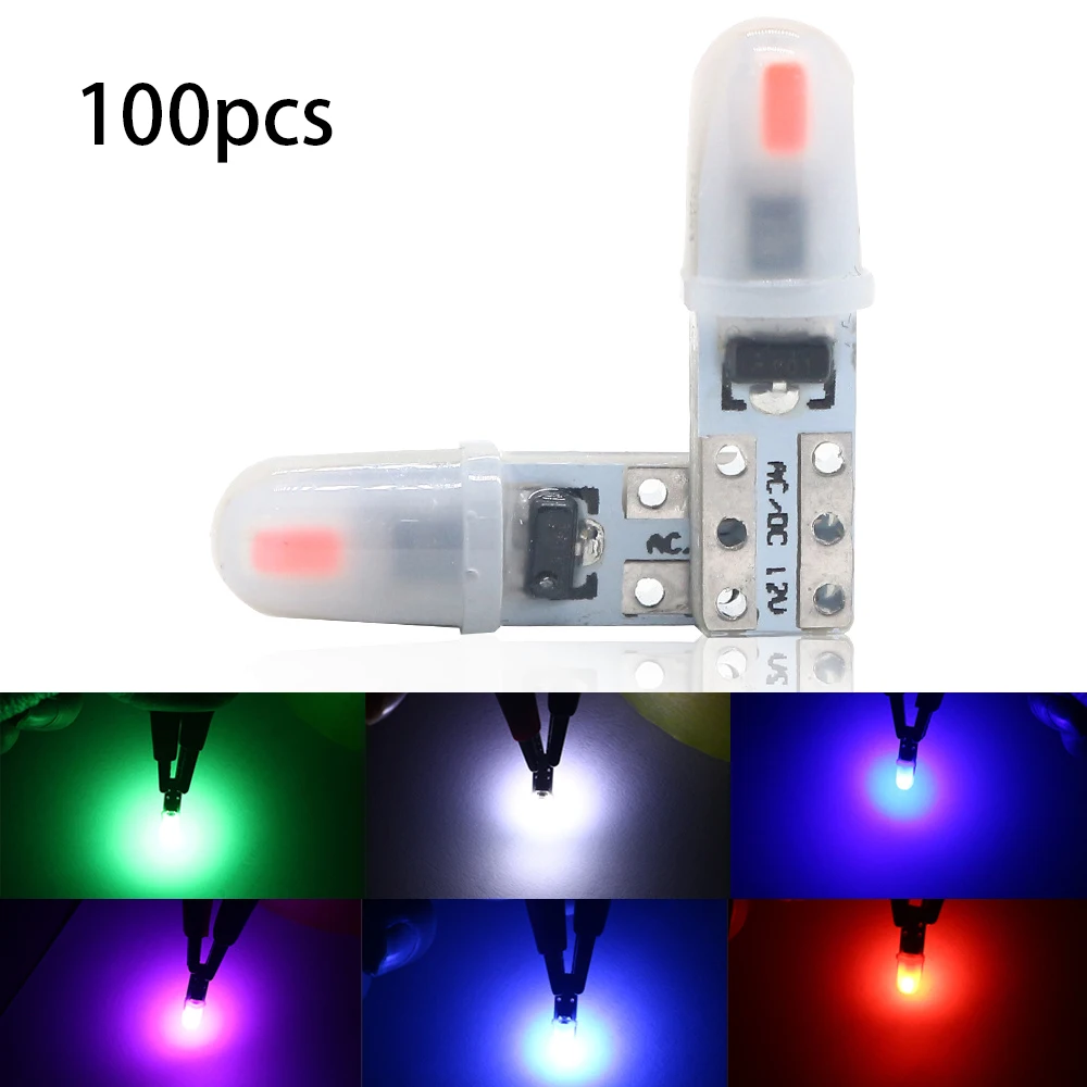 

100pcs T5 Auto Car Dashboard Lights 3014 3020 2SMD Reading Instrument Panel Lamp No Polarity Led Bulb White 12V DC