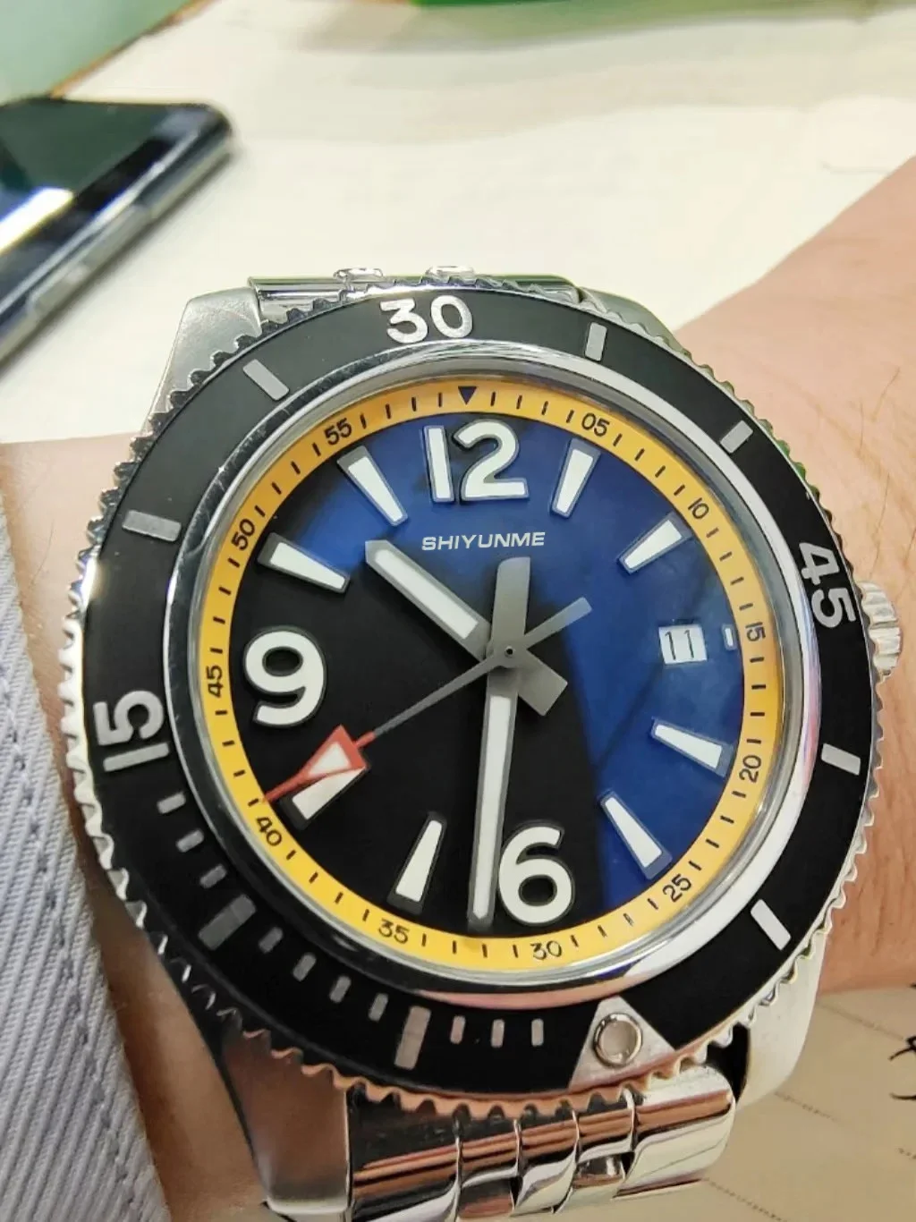 WATCH1 Store Orologio da uomo con quadrante grande Recensione calendario marino Orologio meccanico automatico Orologio da polso meccanico in acciaio inossidabile