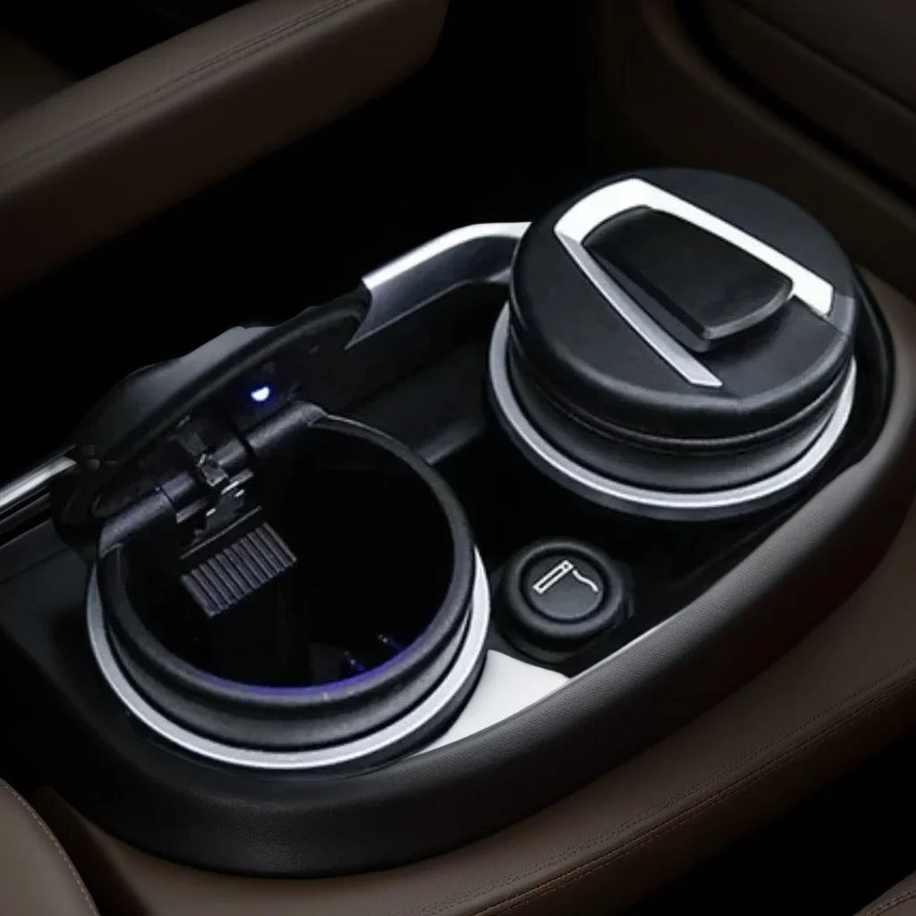 

Портативная автомобильная пепельница со светодиодной подсветкой — открытая съемная сигарета одним касанием для автомобилей (подходит для BMW)