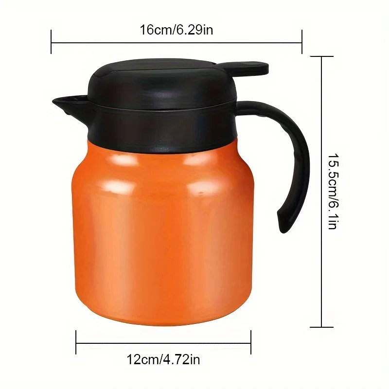 Durable insulated steel teapot/coffeepot. Large capacity, good temp control for home/office. Elegant.