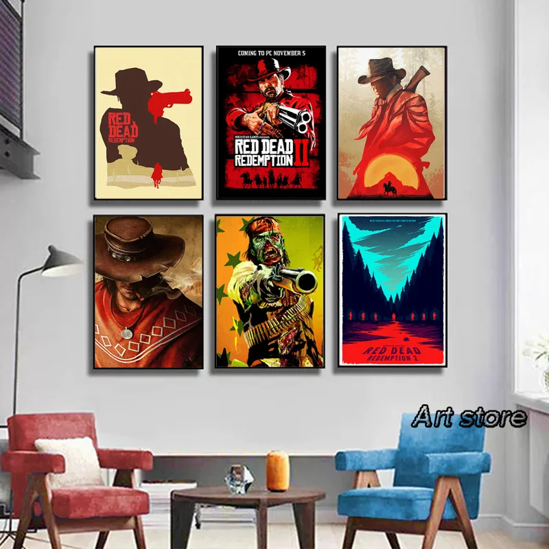 Red Dead Redemption Classic Game Canvas Painting Posters and Prints Wall Art Print Pictures Home Room Decorative Painting Cuadro