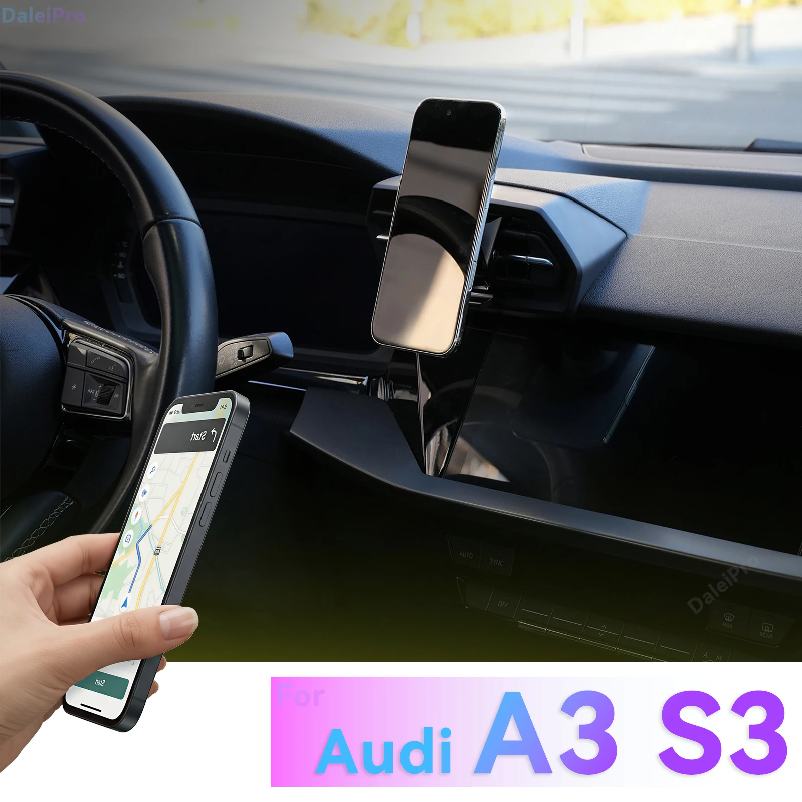 LHD RHD für Audi A3 S3 RS3 2021 2022 2023 2024 2025 2026 Auto-Handyhalterung, Fahrzeugspezifische Armaturenbrett-Handyhalterung, Austauschbar