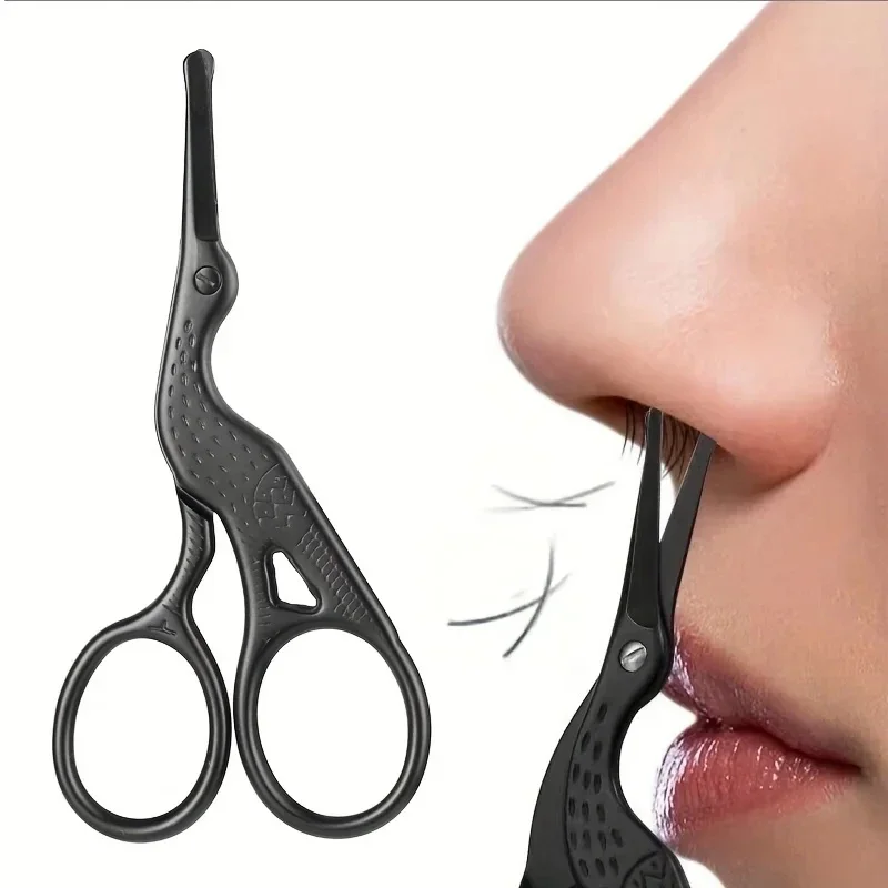 Round Head Stainless Steel Nose Hair Scissors For Eyebrows Nose Hair Beard Ear Hair Eyebrow Scissors Stork Type Beauty 2024