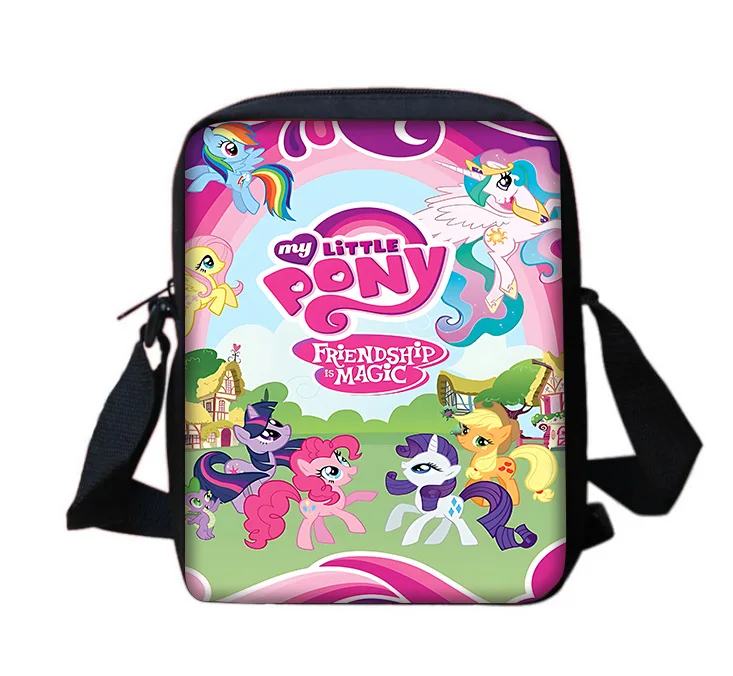 My Little Ponies Boy Girls Borsa a tracolla stampata Borsa casual per bambini Borsa per telefono da donna per uomo Borsa per la spesa