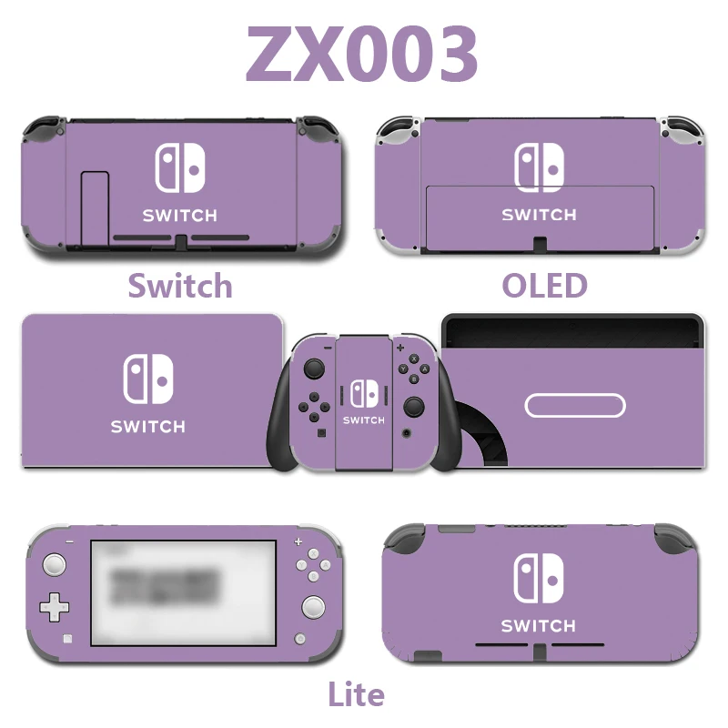 Pegatina de piel de protección de cubierta completa para Nintendo Switch OLED Lite, rosa, verde, morado, negro