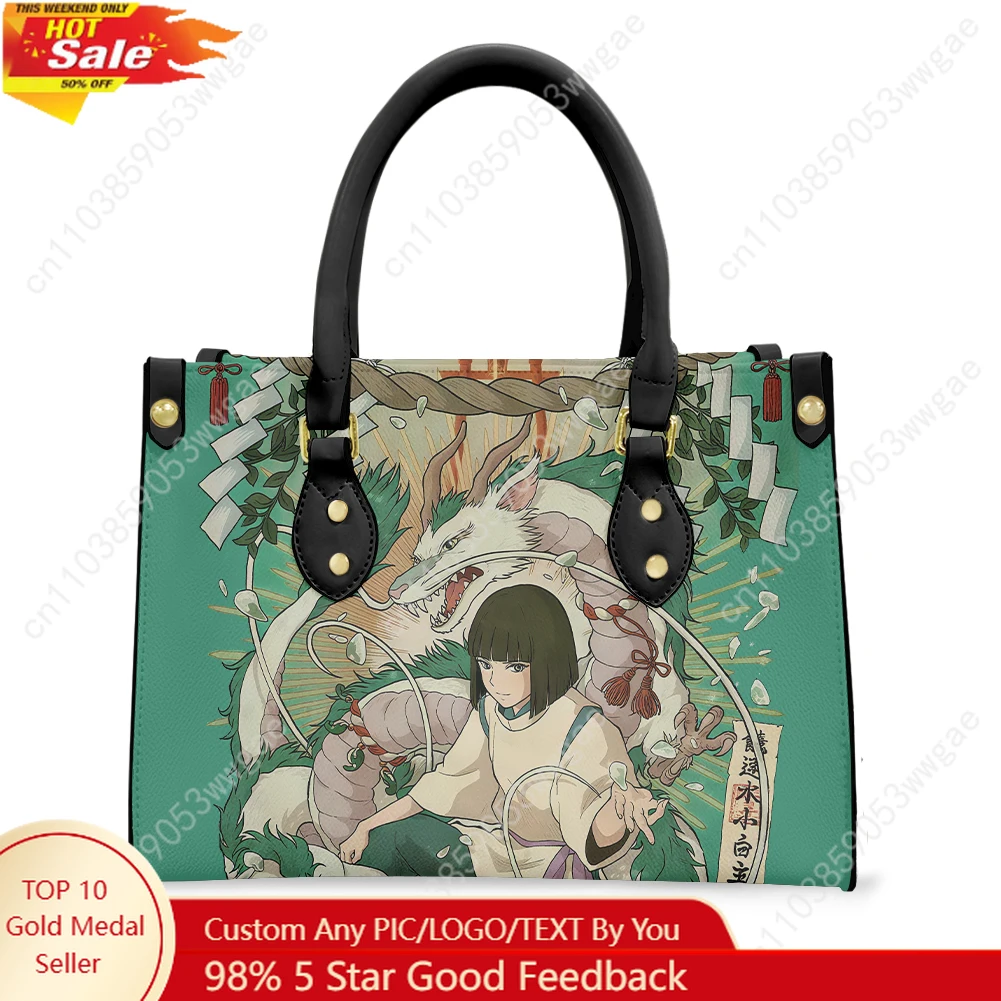 

Hot Anime Tote Bags Purse Women Man Fashion Personalized Text Image PU Leather Customized Handbags Commuter Shopping Gift Bags