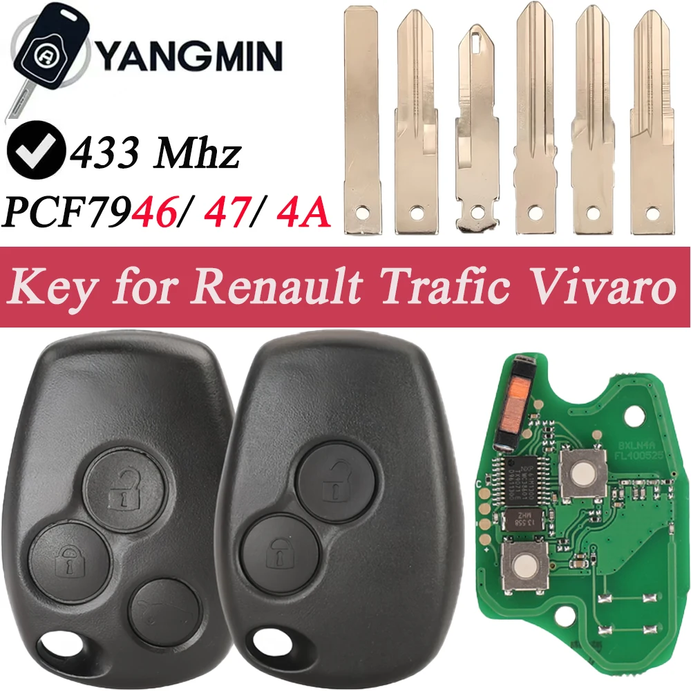 2 3BTN مفتاح بعيد لرينو داستر مودوس كليو 3 توينغو داسيا لوجان سانديرو كانجو 433 ميجا هرتز PCF7946 PCF7947 pcf7952E رقاقة مفتاح السيارة