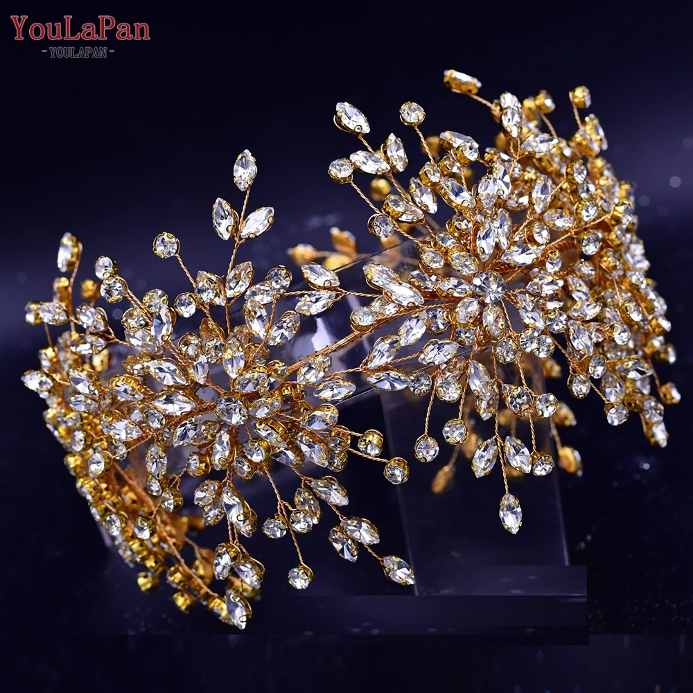 

YouLaPan Gorgeous Bridal Headband Rhinestone Tiara Wedding Hair Accessories Jewelry for Women Headpiece Bride Headdress HP389