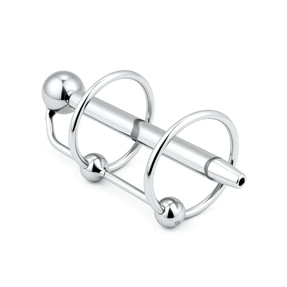 Male Urethral Plug Cock rings Stainless Steel Hollow Catheter Insert Dilator Scrotum Penis Ring Chastity Lock Sex Toy for Men