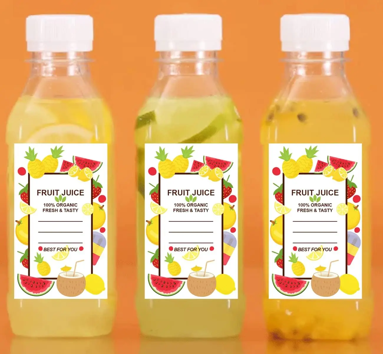 Fruit Juice Bottle Sticker Juice Beverage Bottle Label 1.5 x 2.5 inch Drink Container Decal 200Pcs