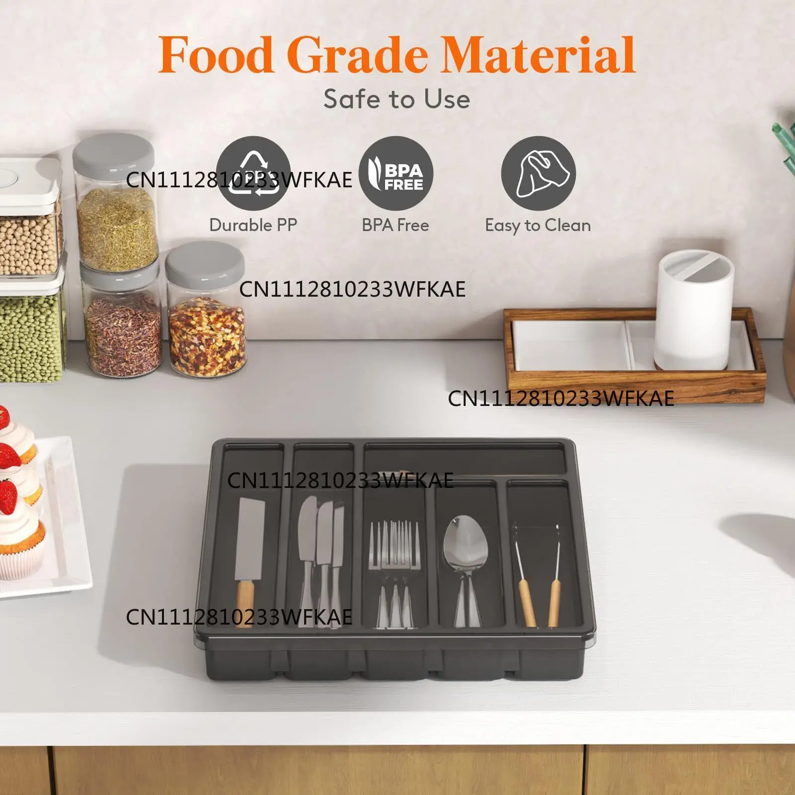 Kitchen Chopsticks Knife and Fork Drawer Storage Silverware Cutlery Storage Tray Covered Utensil Tray