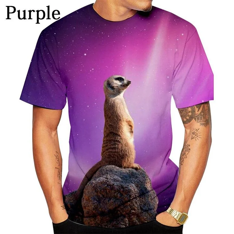 3D Meerkat Suricate Print T Shirts Men O Neck T-shirt Womens Clothing Fashion Streetwear Funny Cute Kids Tee Shirts Short Sleeve