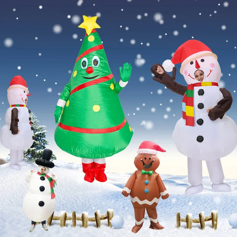 Christmas Tree Snowman Santa Claus Inflatable Costumes Suit Cosplay Fancy Party Dress Halloween Costume For Men Women