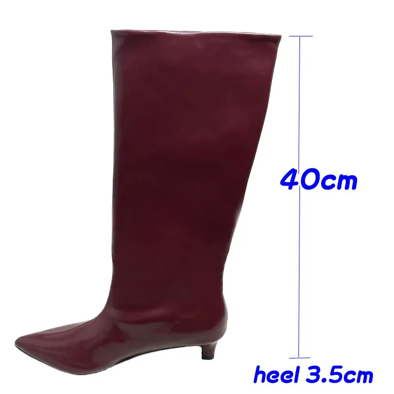 Footwear Designer Low Heel Shoes Knee High Western Boots For Women Fashion Pointed Toe Ladies Ankle Booties Female Slip On Shoes