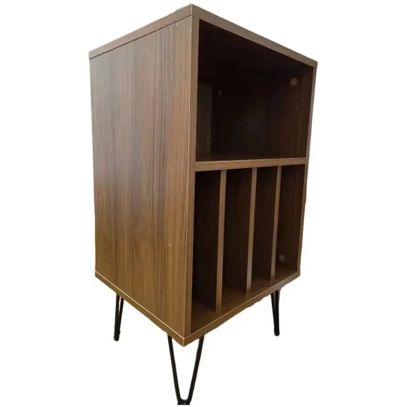 Vinyl Storage Cabinet Retro Wooden Magazine Bookcase Floor Record Cabinet Display Cabinet