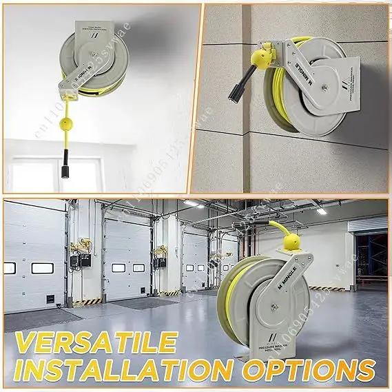 Professional Heavy Duty Hose Reel 1/4 60ft Retractable Pressure Washer Hose Reel Auto Rewind Hose Reel - Image 2