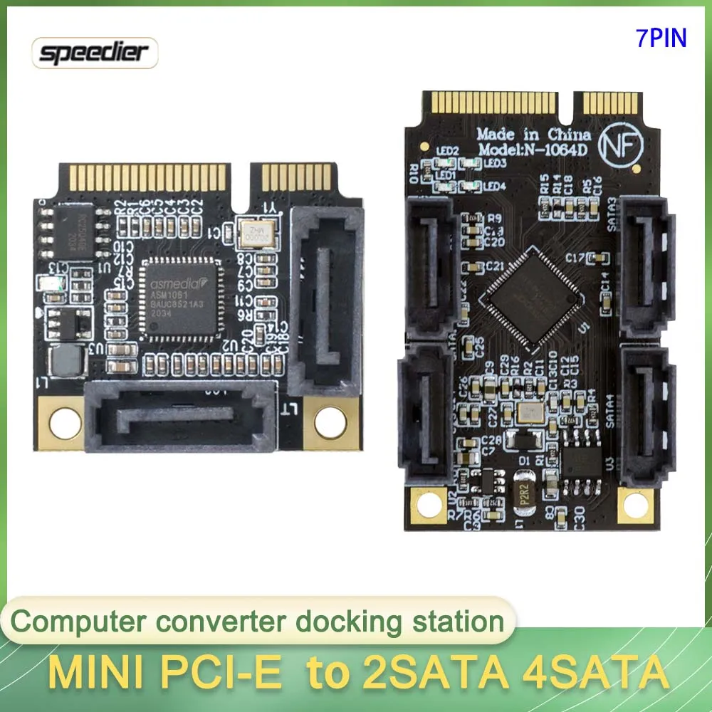 

Half-height Dual-port Full-height MINI PCIE To 4-port SATA3.0 Expansion Card To SATA3 Hard Disk Interface Expansion Card 7PIN