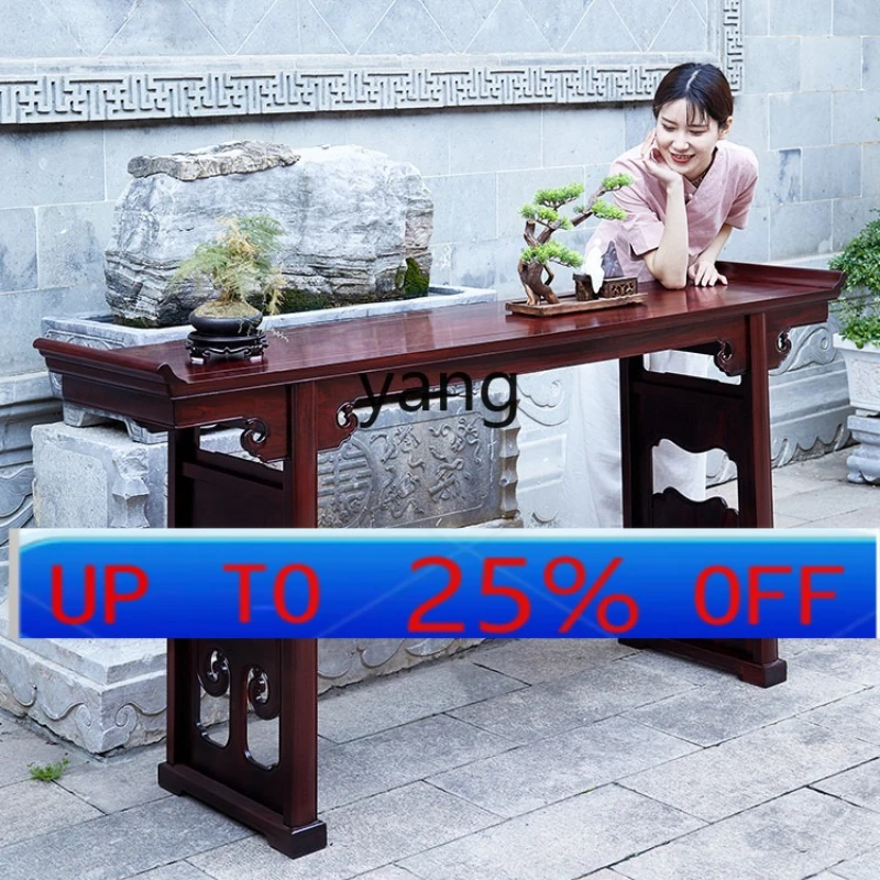 LMSandal Wood a Long Narrow Table-Piece Table Middle Hall Desk Table Console Tables Chinese Solid Wood Curved Table