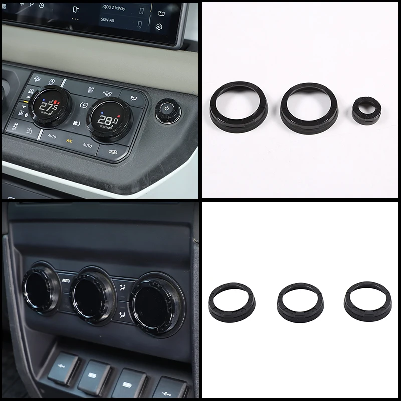 3Pcs Aluminum Alloy Mecha Style AC Knob Cover For Land Rover Defender L663 2020+ – Choose Front or Rear Set
