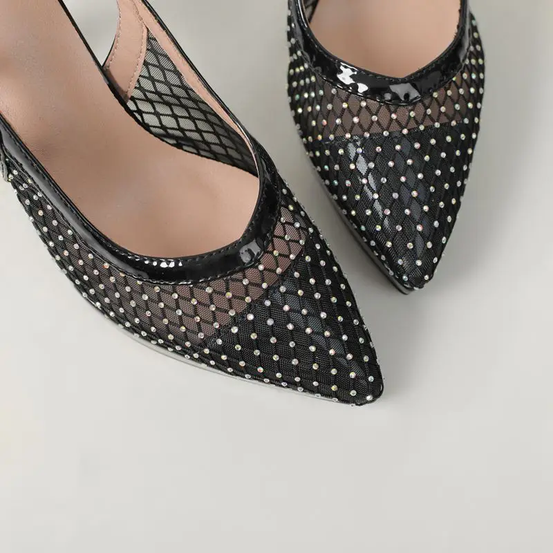 ORCHALISA Back Buckle Sandals Ladies Pointed Toe 12cm High Heel 2cm Platform Summer Dating Footwear Sizes 42 43
