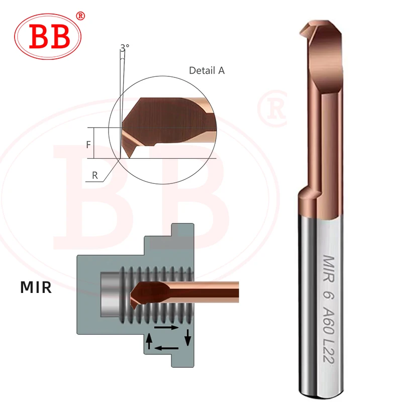 Imagem -05 - Mir Mirs tr Thread Boring Cutter Auto Lath Turning Mill Usinagem Interna Cnc para Aço Metálico 55 60 Graus 0.8 Mm10 mm bb