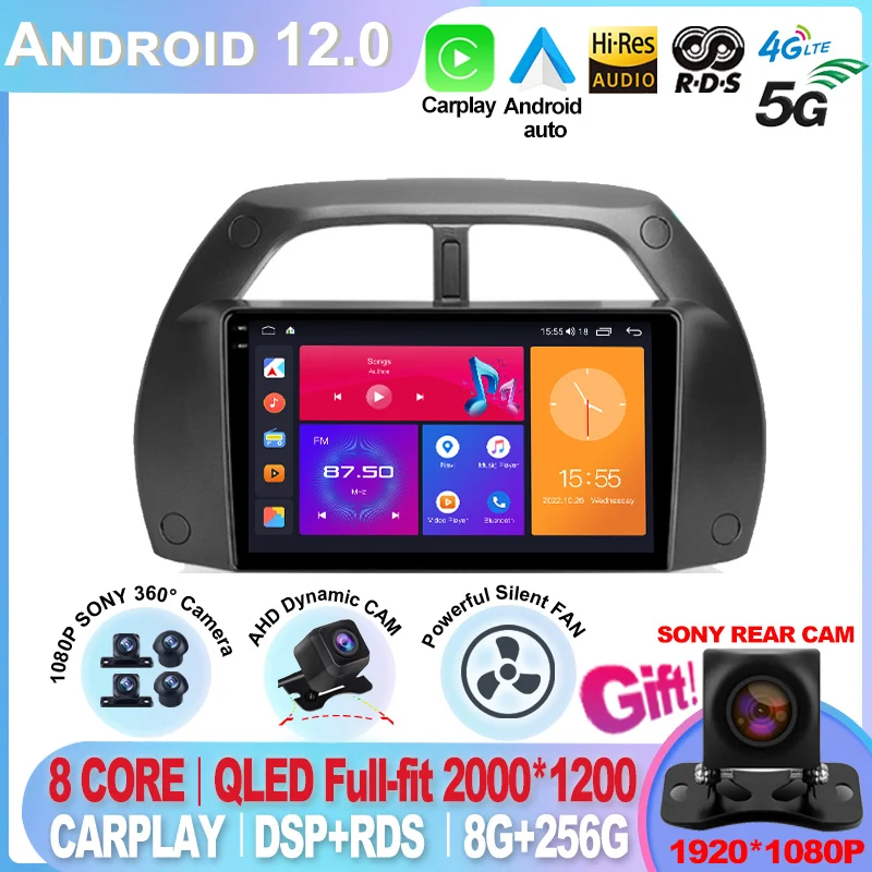 

For Toyota RAV4 2 CA20 CA20W XA20 2000 - 2003 Android 12 Car Radio Multimedia Video Player Display Navigation GPS No 2din dvd