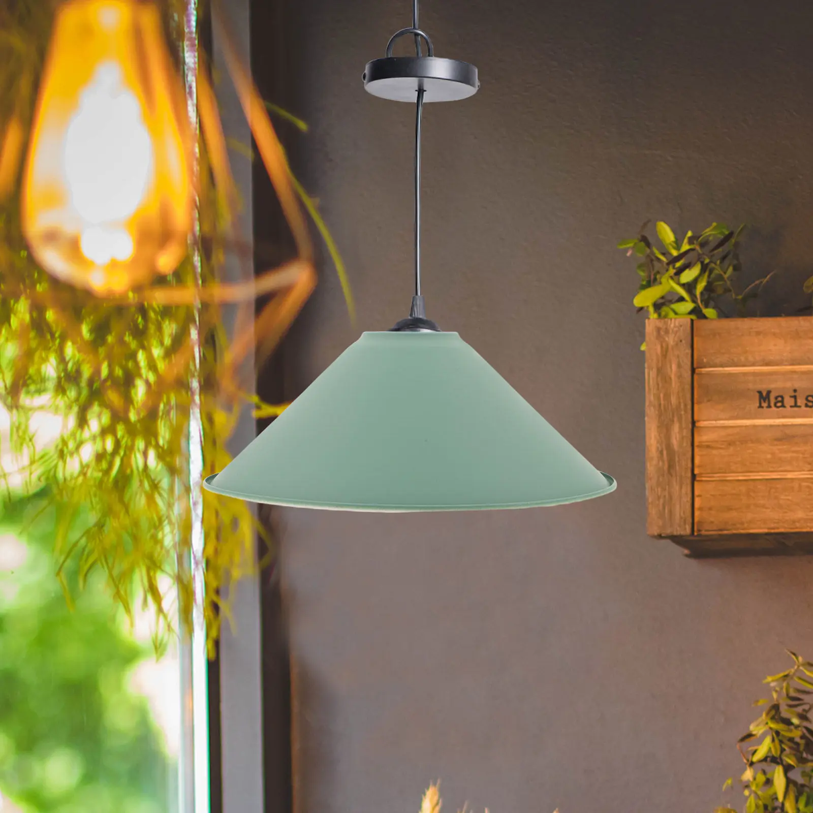 Metal Cone Pendant Lamp Shade Replacement Industrial Vintage Style for Ceiling Light Fixture Wall Sconce DIY Lamp Cover 220Mm