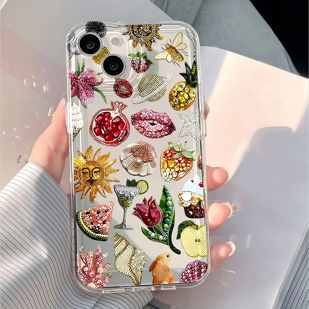 Diamond Fruit Phone Case For Samsung Galaxy S26 S25 Ultra S24 S23 S21 S22 Plus FE A16 A53 A35 A56 A54 A36 A55 Silicone TPU Cover