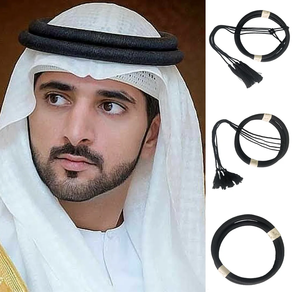 

Islamic Clothing Man Saudi Arabic Dubai Traditional Costumes Muslim Black Rope Headwear Egal Shemagh Shawl Desert Accessories