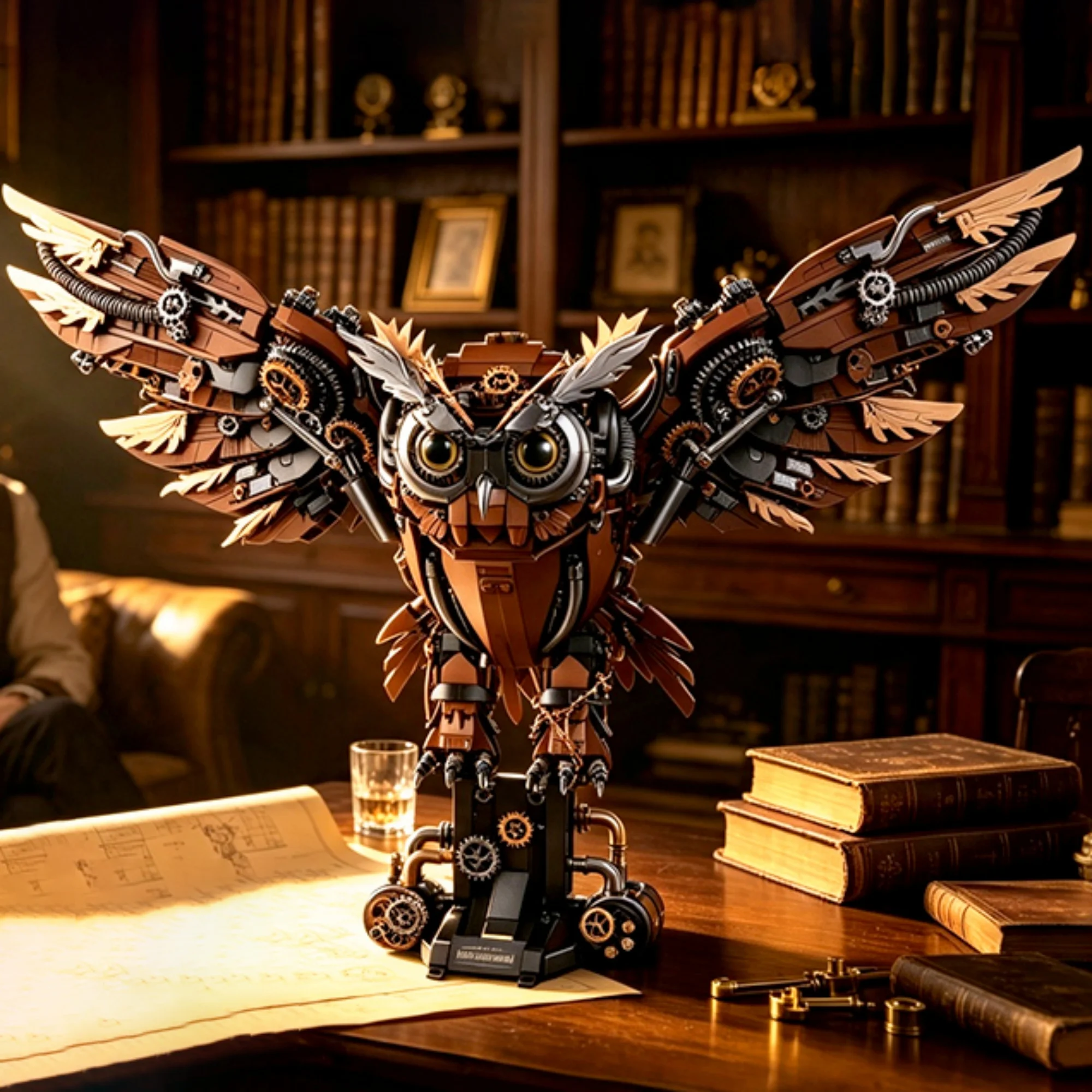 1533pcs Mechanical Owl Building Blocks Desktop Decoration Cyber Mechanical Bird Machine Bricks Toys for Adults Birthday Gifts