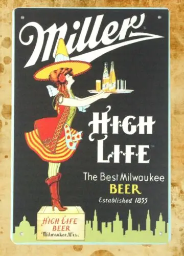 accent wall art Miller high life Milwaukee beer bar pub metal sign