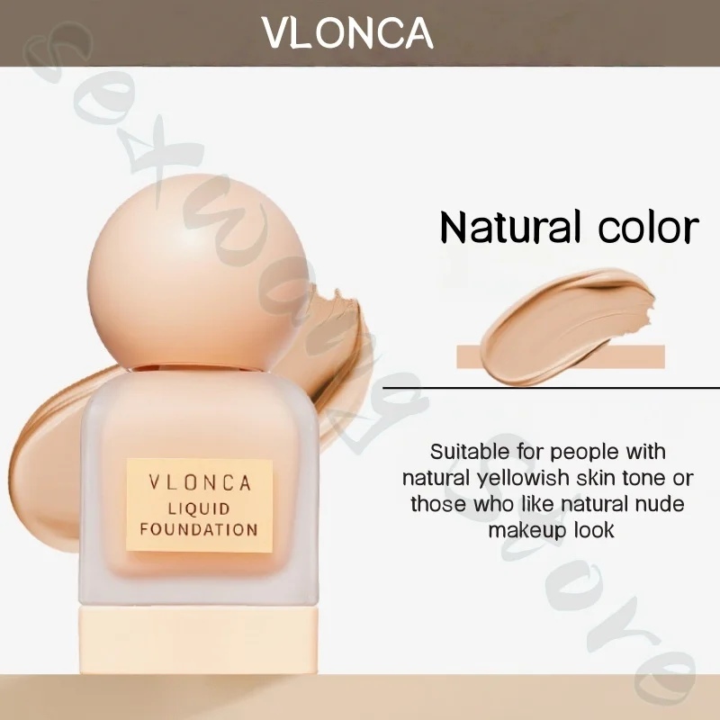 VLONC クリーミーで長持ちするメイクアップファンデーション、クリアで栄養豊富、軽いコンシーラー、明るくする、落ちないメイクアップ 30ml