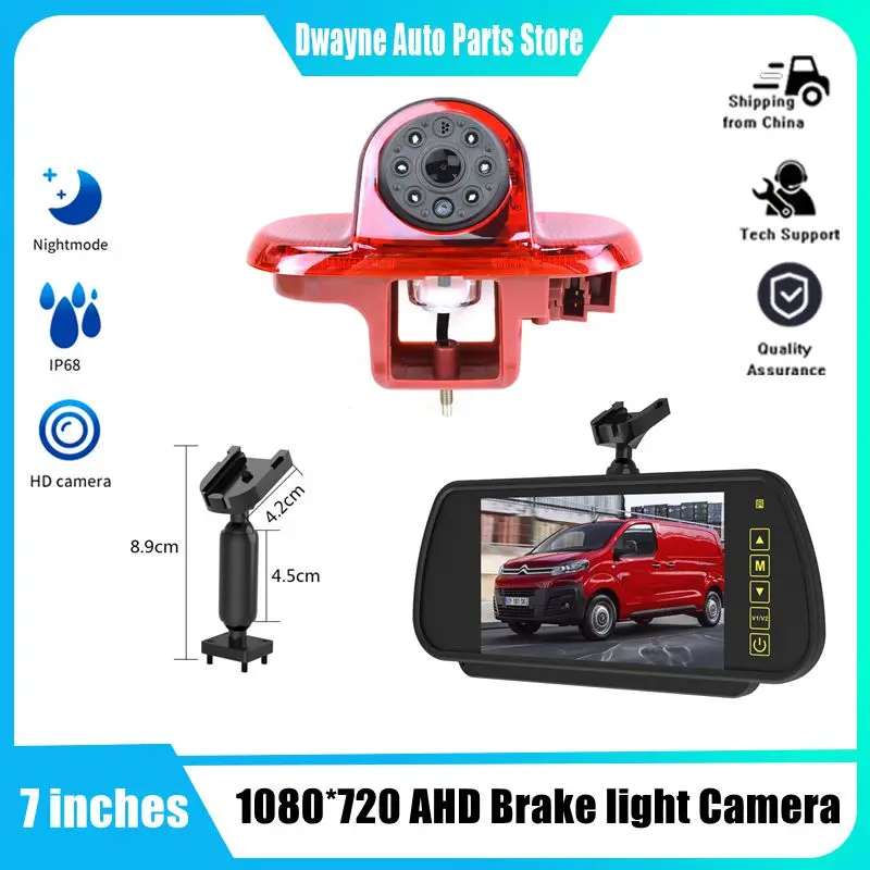 Third Brake Light Reverse Camera For Renault Transport Opel/Vauxhall Vivaro 2001-2014 With 7-inch Monitor Kit