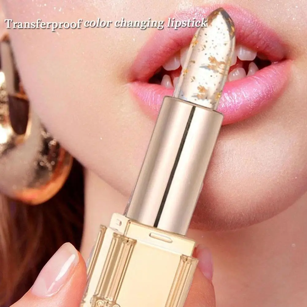 

Warm Gold Color Changing Lipstick,Gold Foil Moisturizing Glossy Shine Lip Gloss, Smudge-proof Long-lasting Lips Care For Women