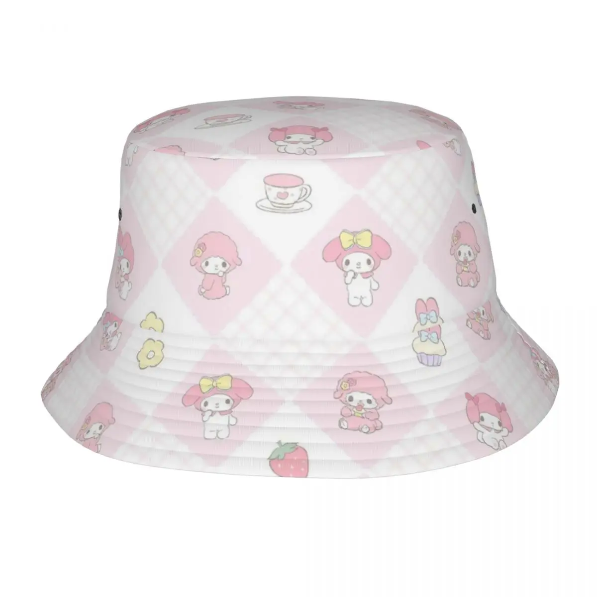 Unique My Melody Best Friends Cartoon Bucket Hat Woman Foldable Camping Fishing Fisherman Caps Spring Picnic Headwear Bob Hat