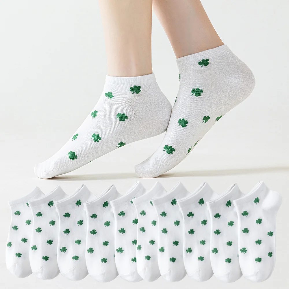 Модные-зеленые-женские-носки-с-принтом-lucky-clover-тонкие-высокоэластичные-дышащие-белые-полиэстеровые-короткие-носки-в-стиле-Лолиты