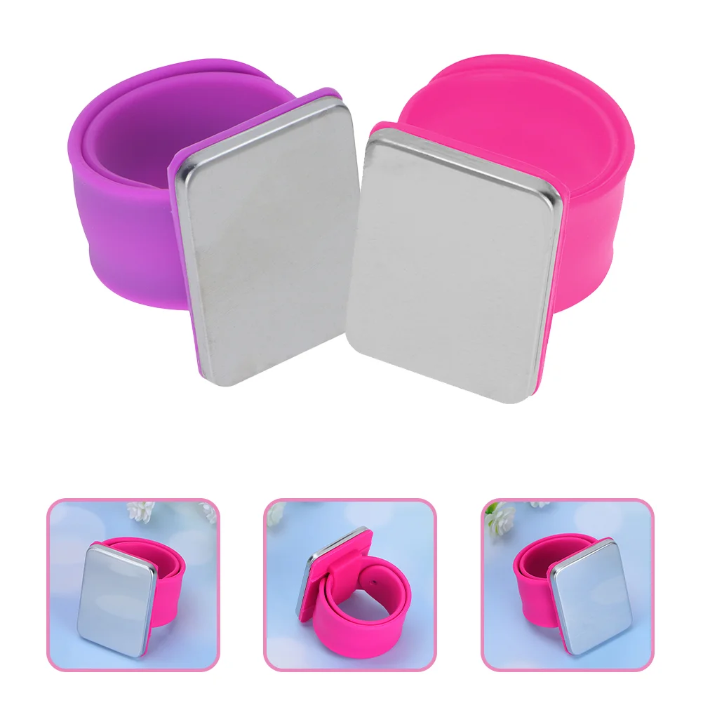 2 Pcs Magnetic Clapping Ring Barber Pins Wristband Holder Needle Attraction Hair Salon Accessory Silica Gel Clip Bracelet