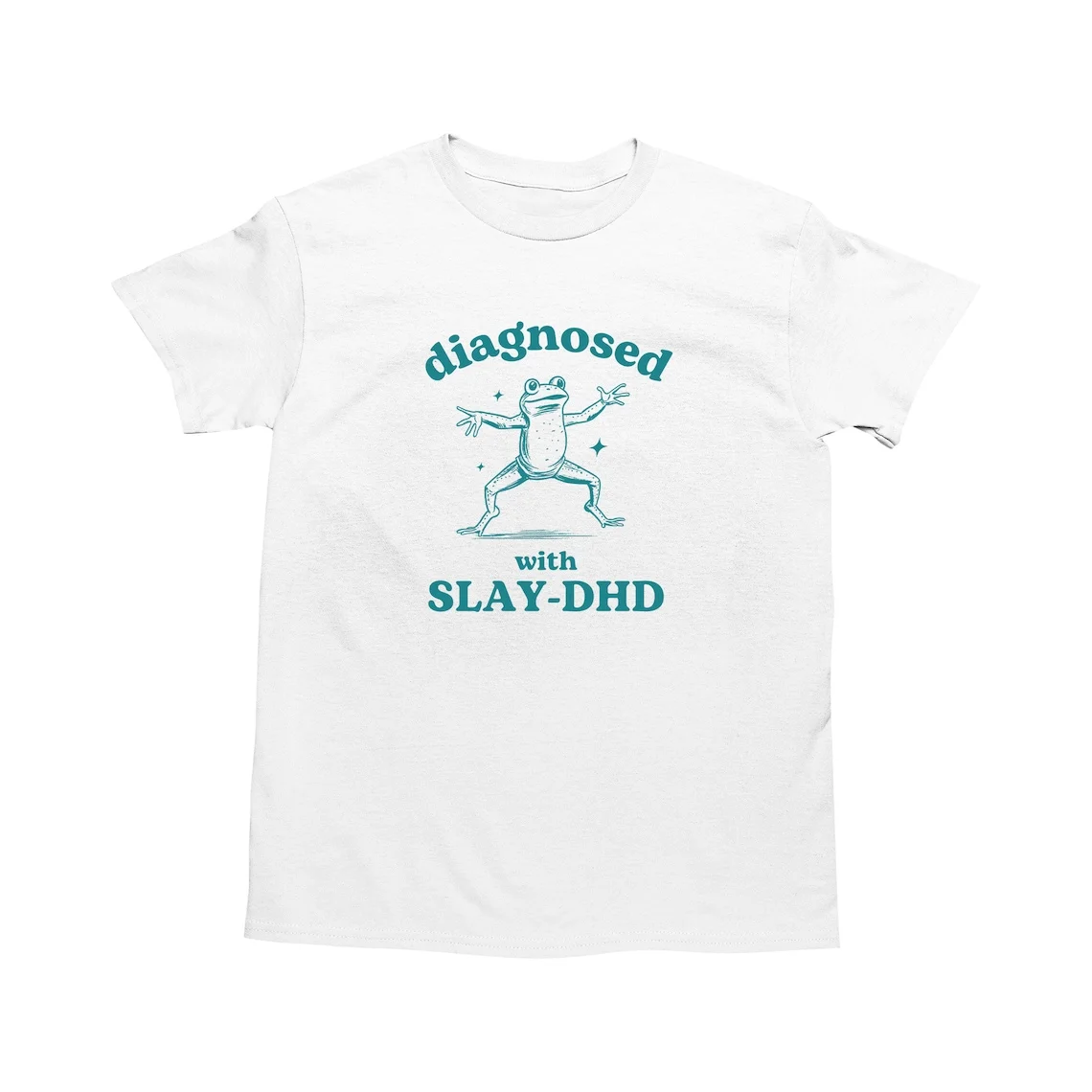 Diagnosed With Slay-DHD Funny ADHD Shirt Frog Tops Dumb Y2k Stupid Vintage Mental Health Cartoon Tee Silly Meme Shirt