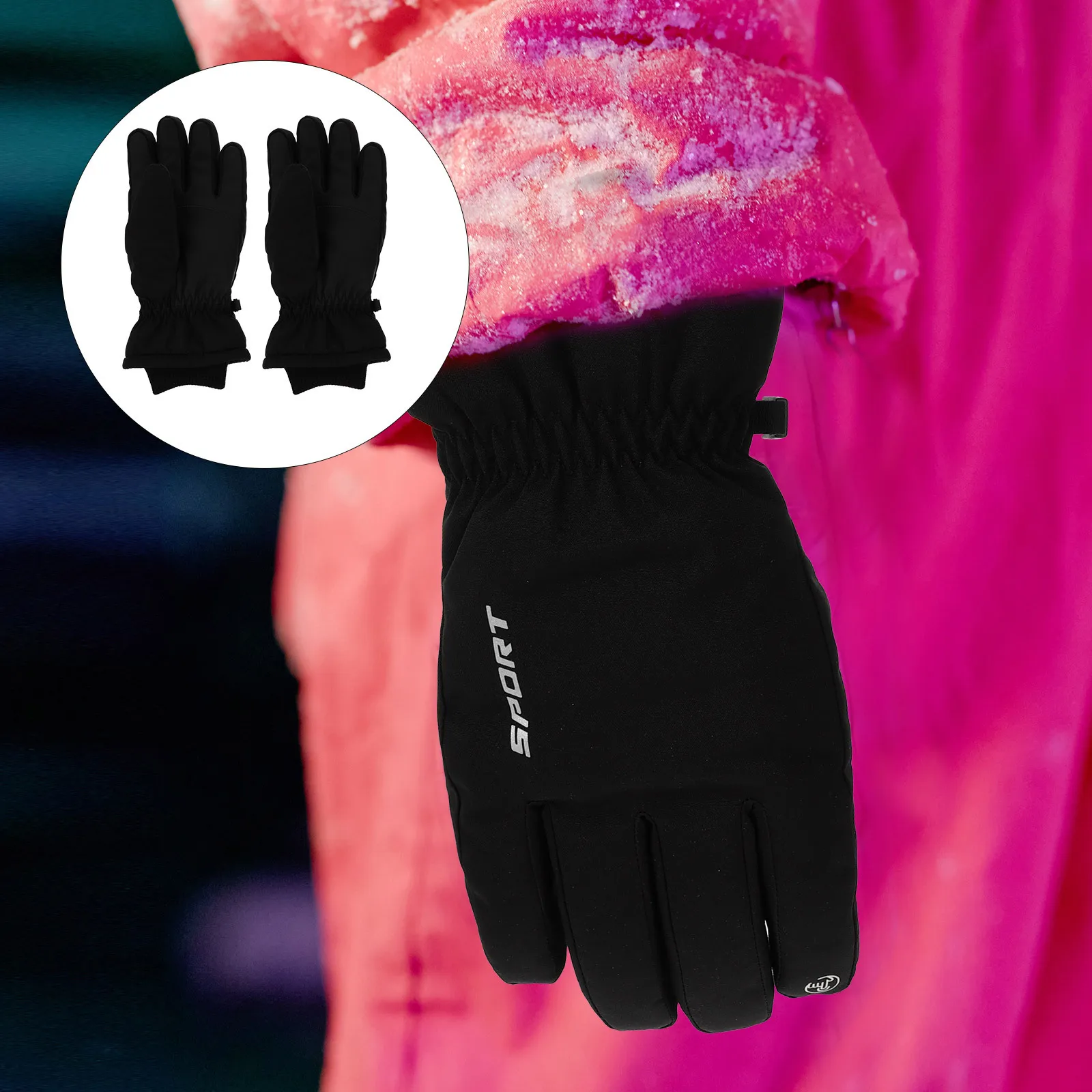 

1Pair Warm Keeping Gloves Waterproof Windproof Cold Resistant Full Finger Adjustable Cuff Outdoor Winter Sports Skiing Cycling