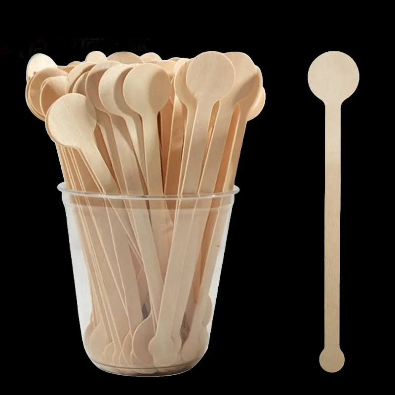 100 Palitos Agitadores de Café Desechables de Madera para Bebidas Calientes y Frías, Palitos para Mezclar Leche y Bebidas