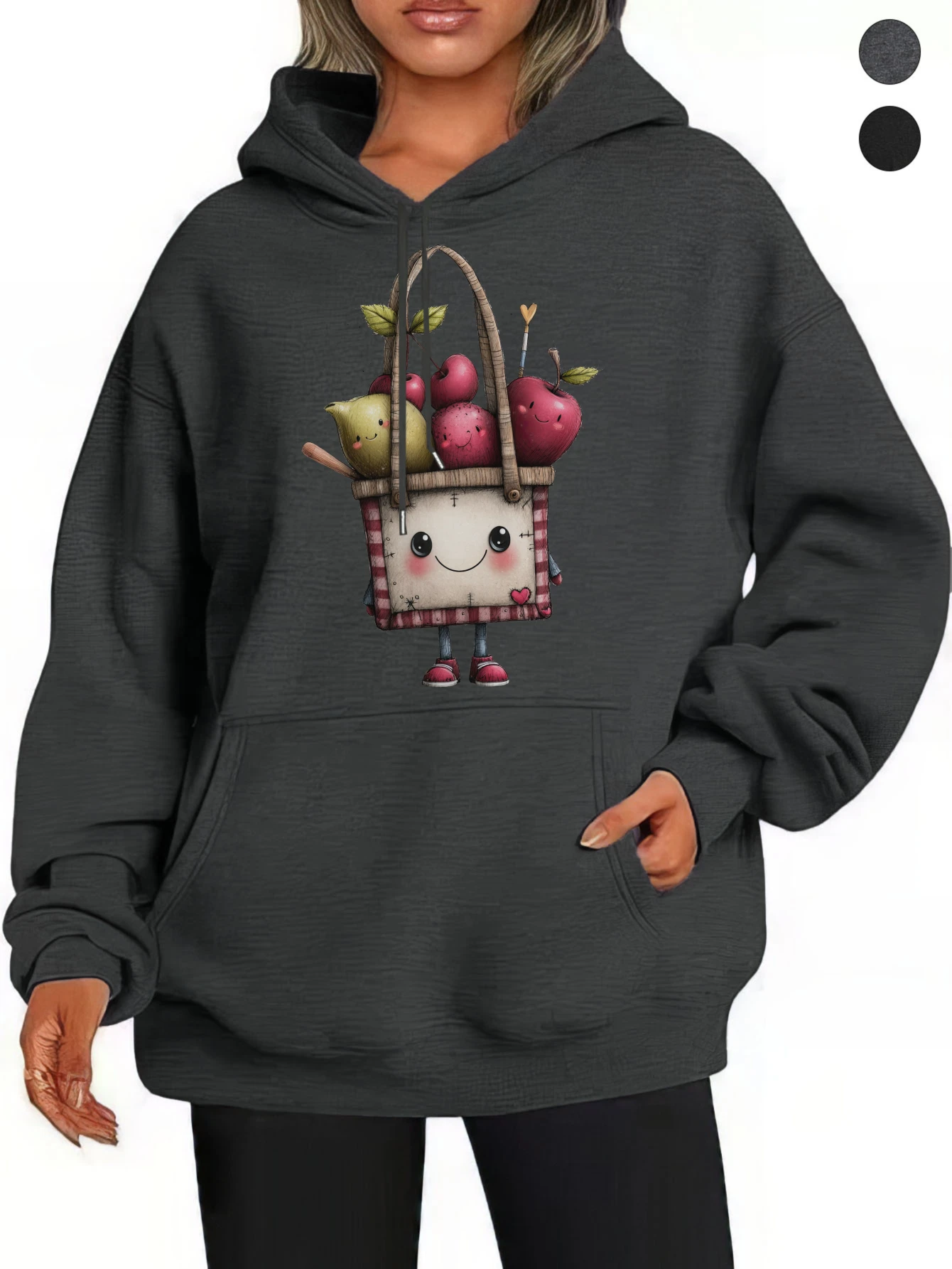 Bluzy unisex w stylu retro pop, czarno-szare, bawełniane, o luźnym kroju, idealne na jesień/zimę, wygodne i sportowe.