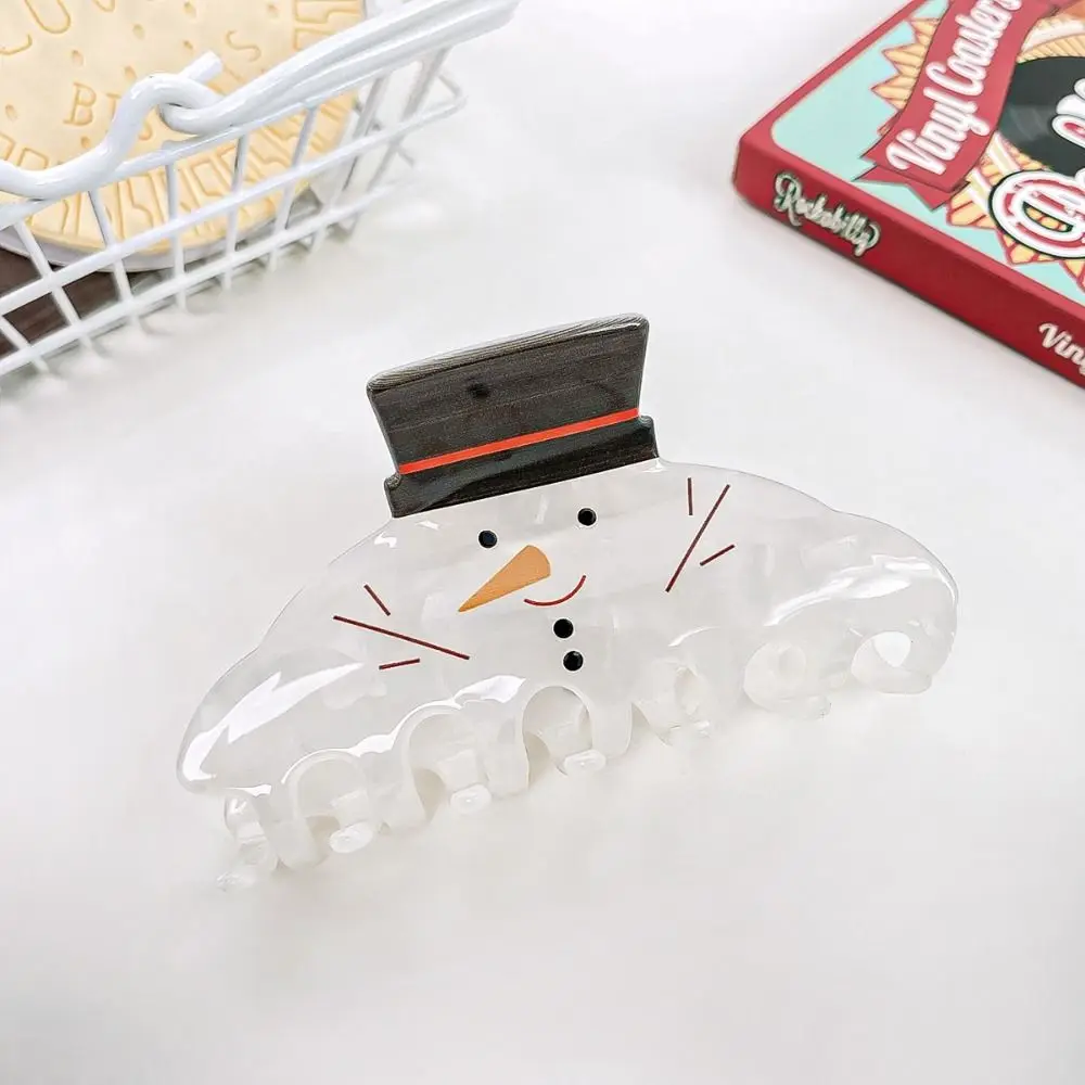 Elegant Deer Christmas Elk Hair Claw PVC Penguin Santa Claus Shark Clip Hair Accessories Mid Size Snowman Hair Clip Party