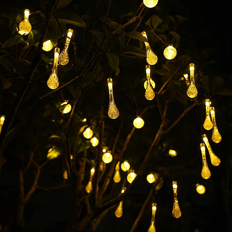 

Solar LED Water Drop Garden String Lights Outdoor Waterproof Wedding Party Camping Decor