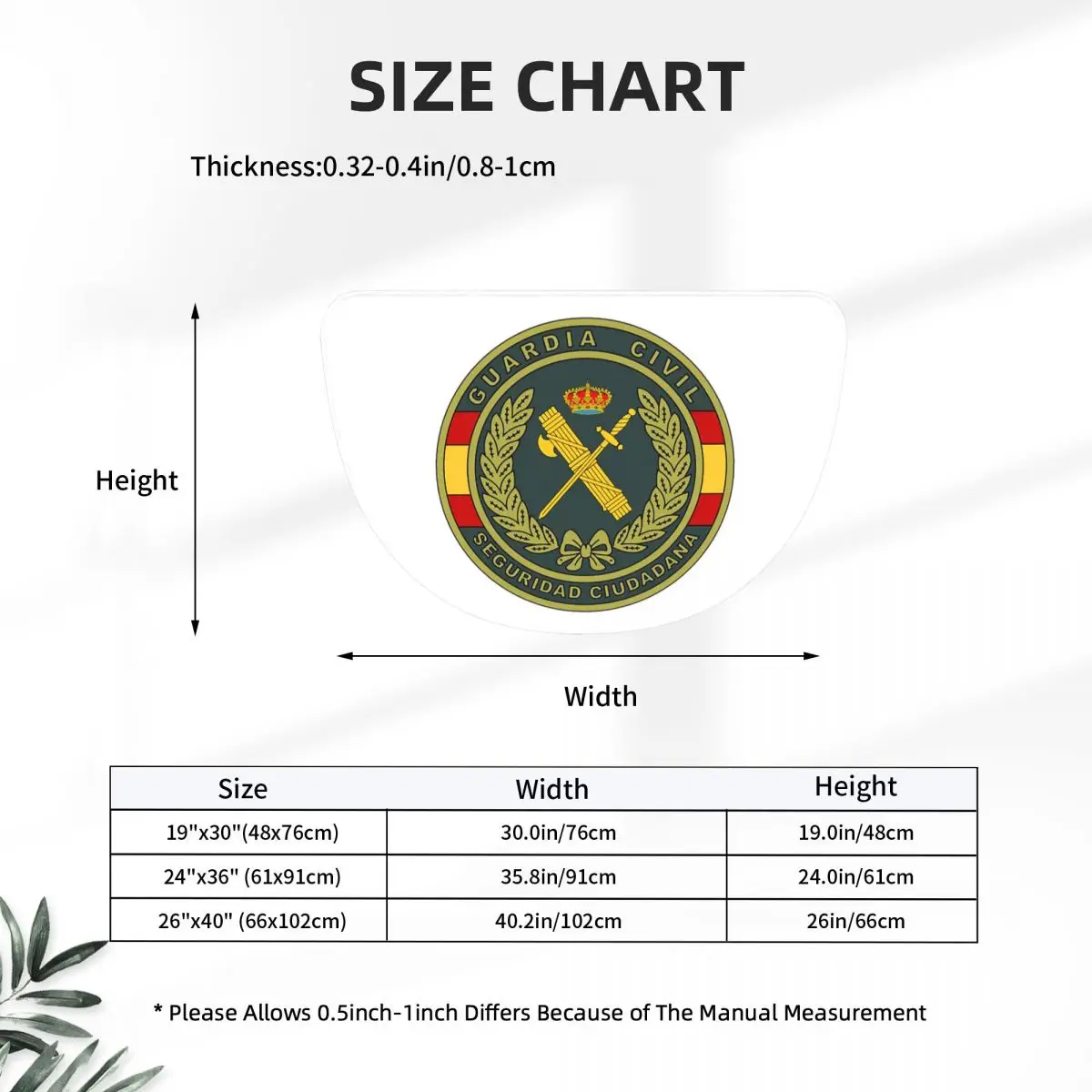 Emblem Of The Spanish Civil Guard Soft Flannel Half Round Doormat Non Slip Bathroom Mat Absorbent Floor Carpet for Living Room