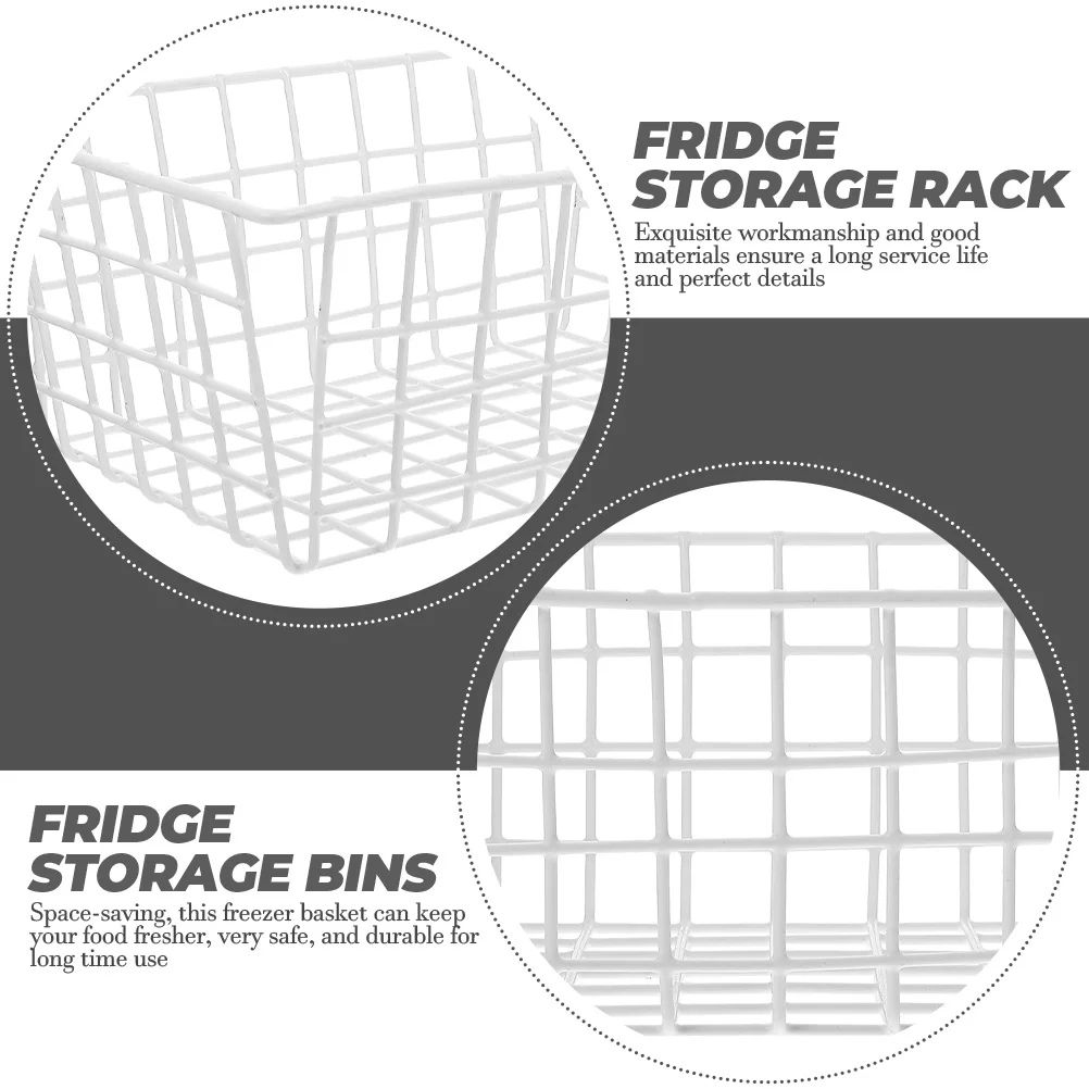 

2Pcs White 28x21.5x12cm Freezer Storage Baskets for Kitchen Refrigerator Fridge ganization Pantry Wire Rack Supplies