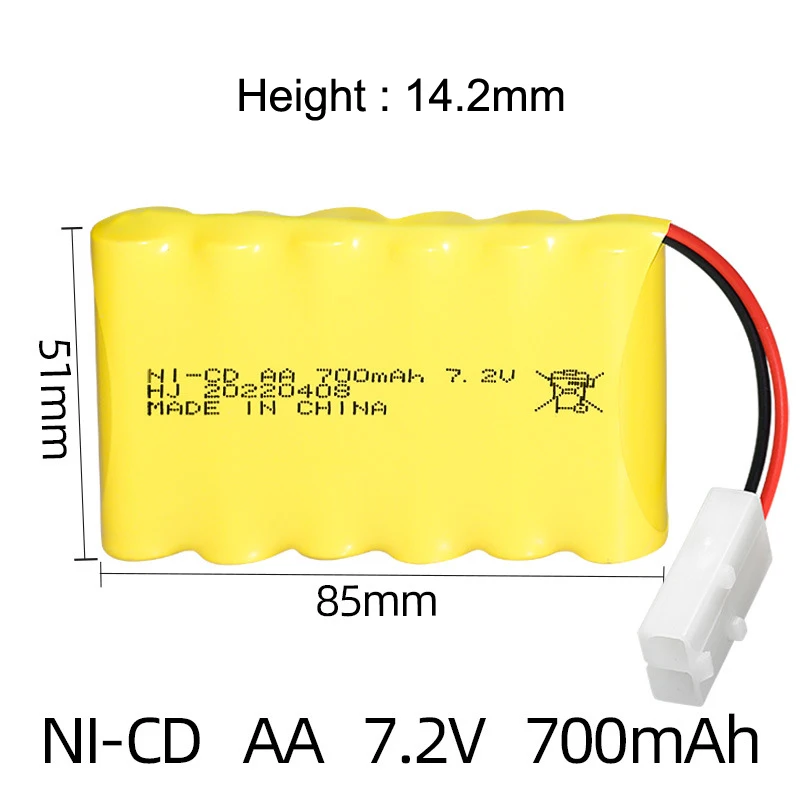 7.2v 700mah NiCD Rechargeable Battery + Charger For Rc toy Car Boat Tank Train Robot Gun NI-CD AA 7.2v Battery Pack 1pcs to 2pcs